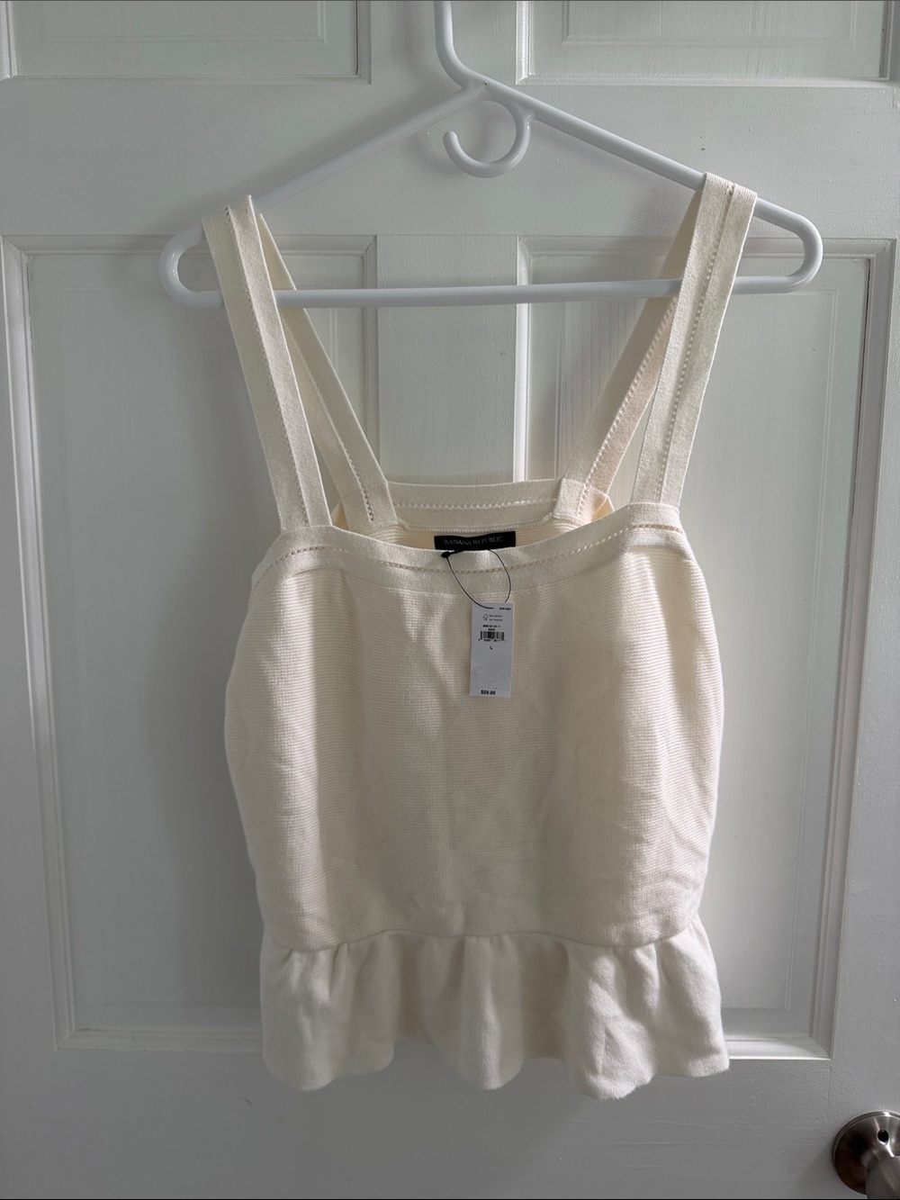 Banana Republic Cream Ruffle-Hem Bandeau Tank